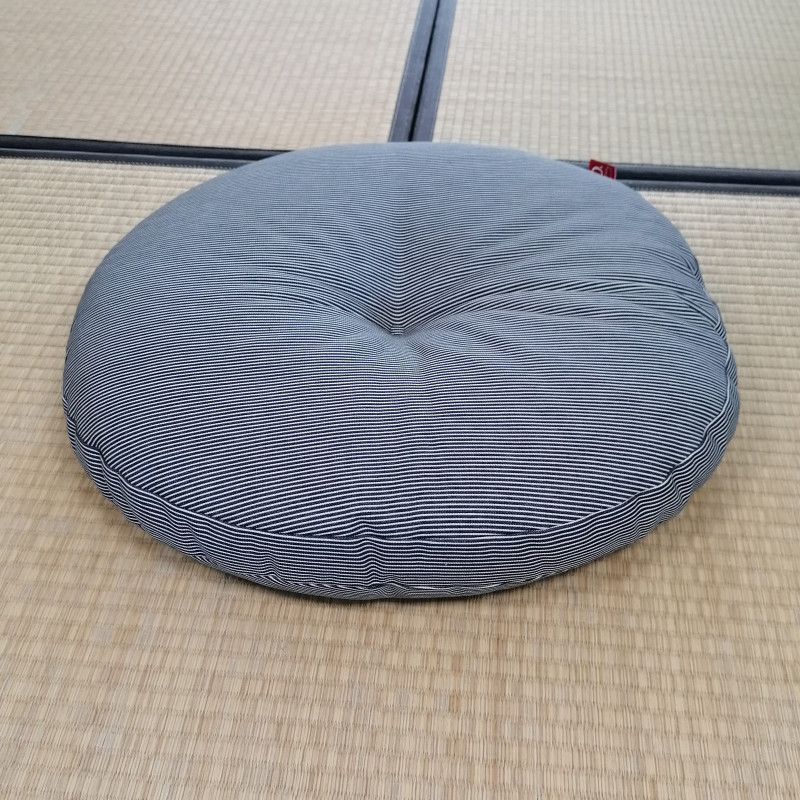 Cuscino rotondo da meditazione, ZABUTON, tessuto DENIM grigio