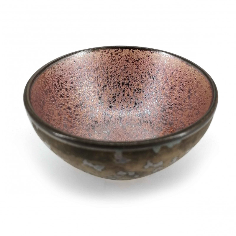 Tasse à thé japonaise en céramique, marron, intérieur effet métallique  - METARIKKU