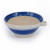 Cuenco de cerámica japonesa suribachi con pico - SOSOGIGUCHI - azul y blanco