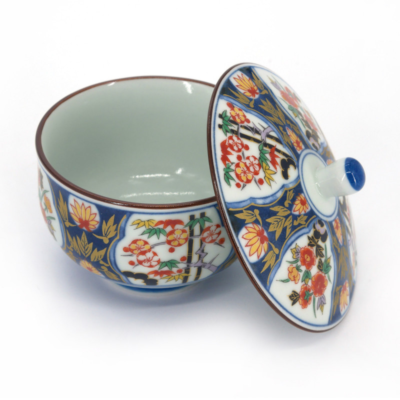 Japanese tea bowl with lid - chawanmushi - KOIMARI flowers