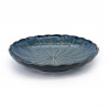 Piatto rotondo in ceramica giapponese a forma di crisantemo, KIKU, blu scuro