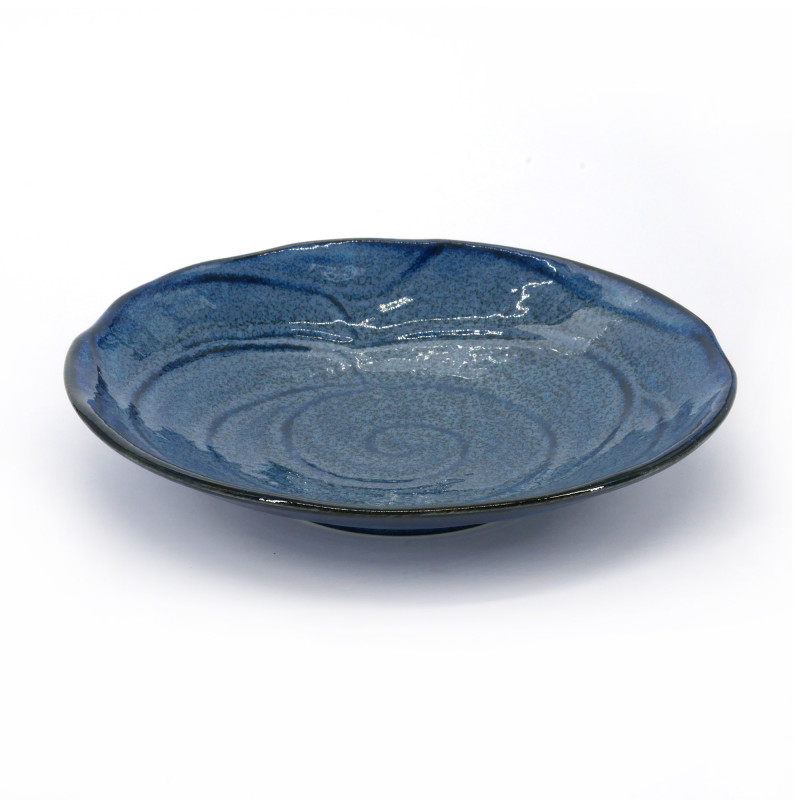 Plato redondo de cerámica japonesa, azul oscuro - JIMINA - 21cm