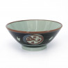 Piccola ciotola per ramen in ceramica giapponese, blu-verde scuro, motivo a onde e igeta, NAMIGETA