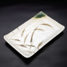 Japanese sushi plate and its sauce container, TAKE, bamboo pattern