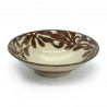 Bol à ramen japonais beige en céramique, SHITO, motif feuilles rouilles