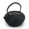 Japanese prestige cast iron round teapot with ceramic lid, CHÛSHIN KÔBÔ HIRATSUBO, Clouds