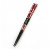 Pair of Japanese chopsticks in red or black natural wood, WAKASA NURI SUIGETSU, 21 or 23 cm