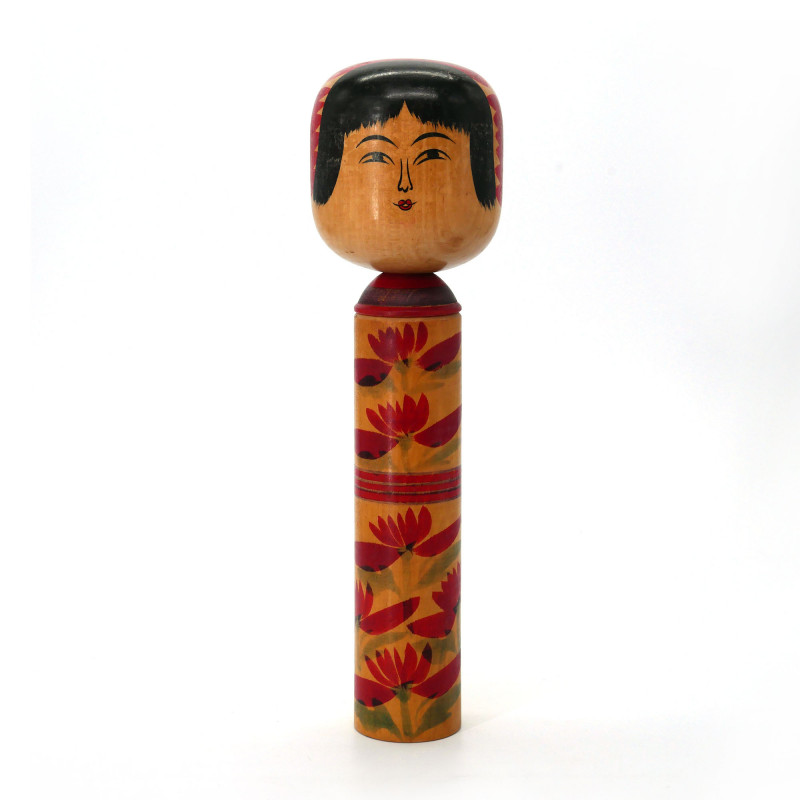 Grande bambola giapponese in legno, KOKESHI VINTAGE, 30cm
