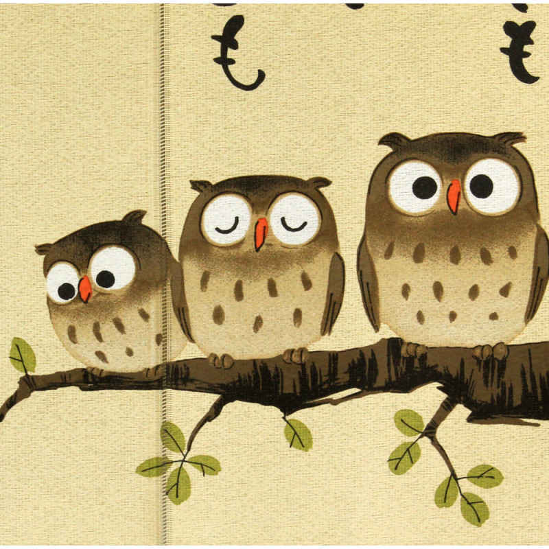 Rideau noren hibou  japonais en polyester 2 pans , FUKURO