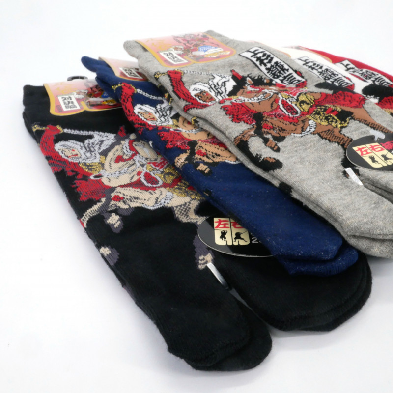 Japanese cotton tabi socks Samurai on horseback, BUSHI, color of your choice, 25 - 28cm
