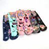 Japanese tabi socks in cotton with woman Geisha and black cat motif, GEISHA ON'NA KURO NEKO, color of your choice, 22-25cm