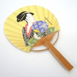 ventaglio giapponese non pieghevole, Uchiwa, KABUKI, rosso