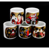 set of 5 Japanese sake cups 5 character images, NIHONGO NO MOJI