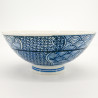 Ciotola di riso in ceramica giapponese, motivo tradizionale bianco e blu, BAKUZEN
