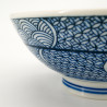 Bol à riz japonais en céramique, blanc et motif traditionnel bleu, BAKUZEN