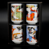 Set di 4 tazze in ceramica giapponese, Stampe erotiche, EROCHIKKU