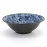 Ciotola ramen giapponese in ceramica blu, SEIGAIHA