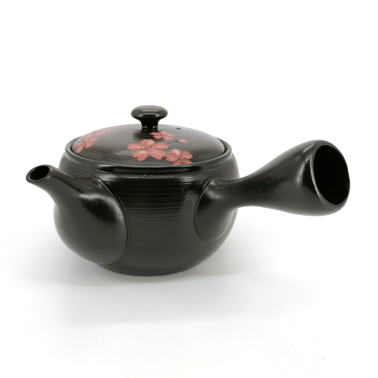 Teiera giapponese tokoname kyusu, KURO SAKURA, nero e fiori di ciliegio