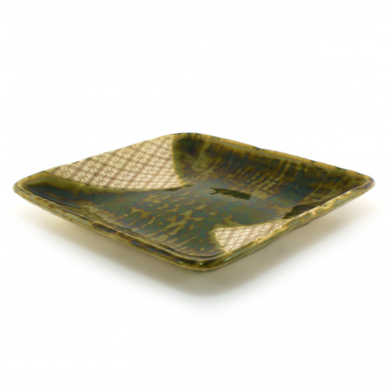 assiette japonaise en céramique carrée Oribe MYA24624625033