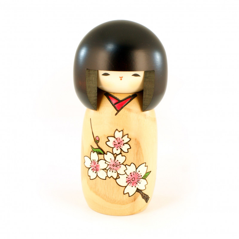 Poupée japonaise KOKESHI en bois HANAMONOGATARI- SAKURA