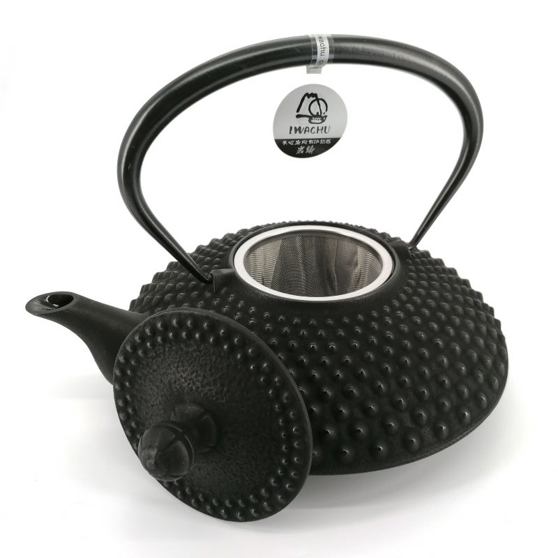 Japanese cast iron teapot - IWACHU HIRA ARARE - 1.3 lt - black