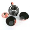 Tea service, round ceramic teapot with removable filter and 2 cups - FURORARU