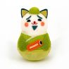 Longevity okiagari shichifuku neko muñeca de tela chirimen - OKIAGARI SHICHIFUKUNEKO JUROJIN - 5 cm