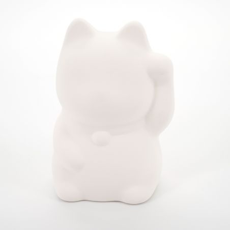 Unglazed ceramic lucky piggy bank to paint yourself, OEKAKI LEFT, left paw cat