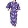 Kimono in cotone giapponese viola, KOMONICHIMATSU-NI-SAKURA, porpora