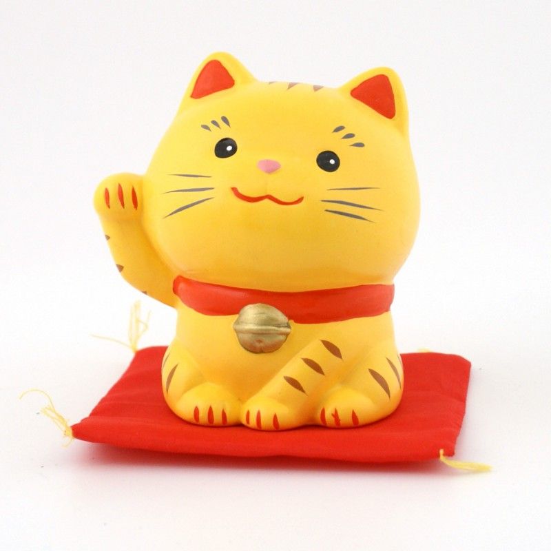 Chat manekineko porte-bonheur japonais en céramique - TORA MIGI