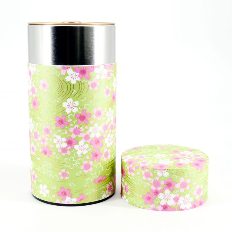 Japanese green tea box in washi paper - MIDORISAKURA - 200gr