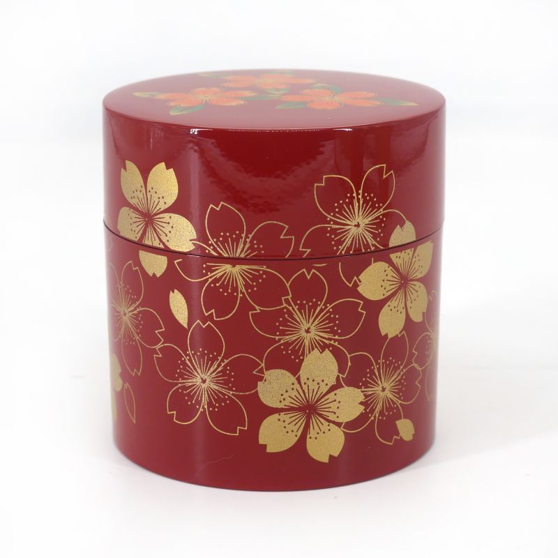 Boîte à thé japonaise rouge en résine - SAKURA - 150gr