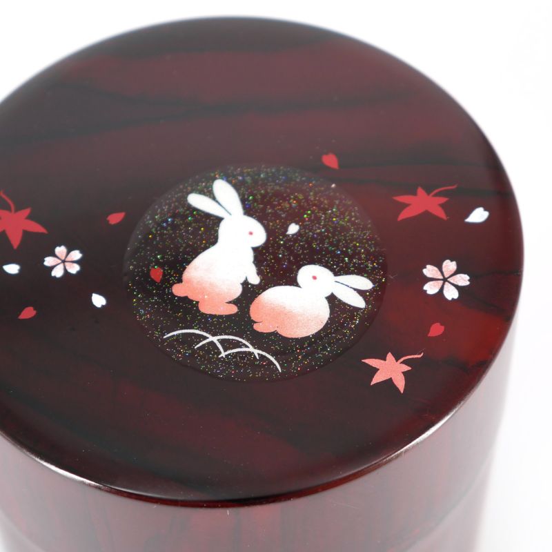 Caja de té negro japonés de resina con estampado de conejos y flores - FUKUUSAGI- 150g