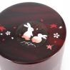 Boîte à thé japonaise noire en résine motif lapins et fleurs - FUKUUSAGI - 150g