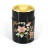 Contenitore da tè giapponese in resina nera con motivo floreale - TETSUSEN - 100g