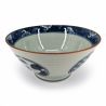 Bol à ramen japonais en céramique, bleu, univers vagues - NAMI