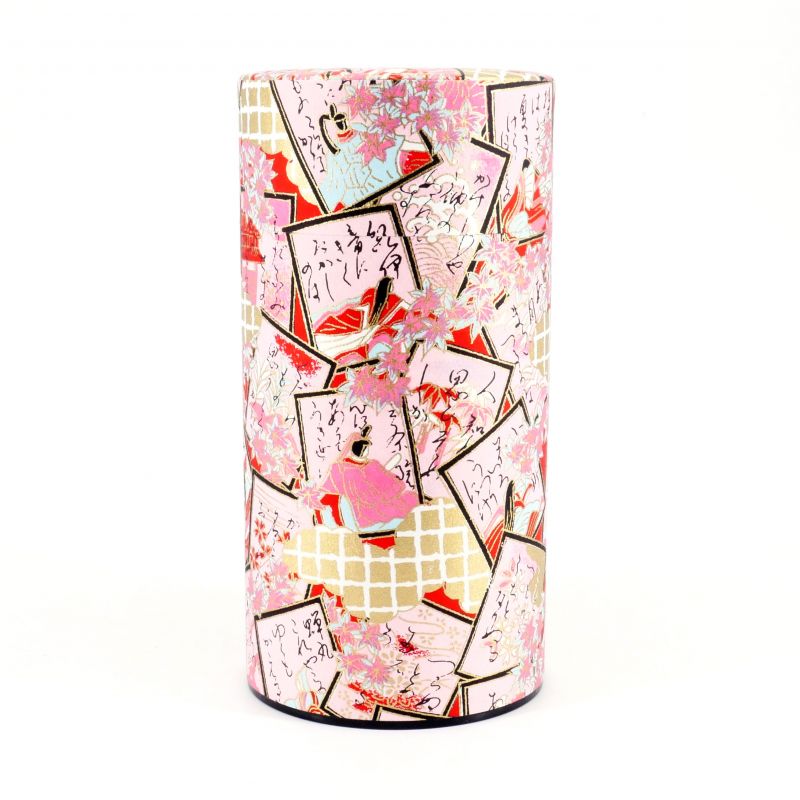 Boîte à thé japonaise rose en papier washi - HANAFUDA - 200gr
