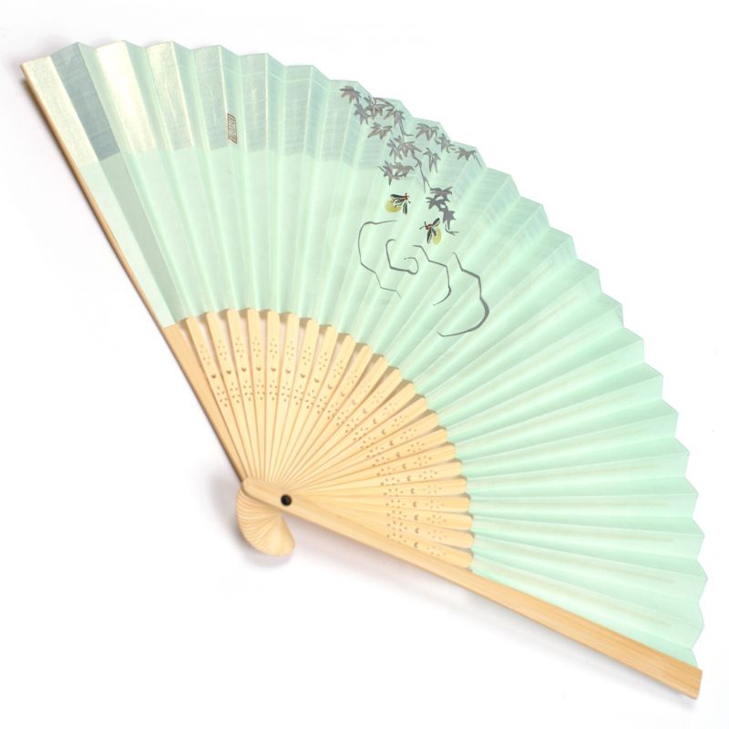 japanese fan made of paper and bamboo, HOTARU, green