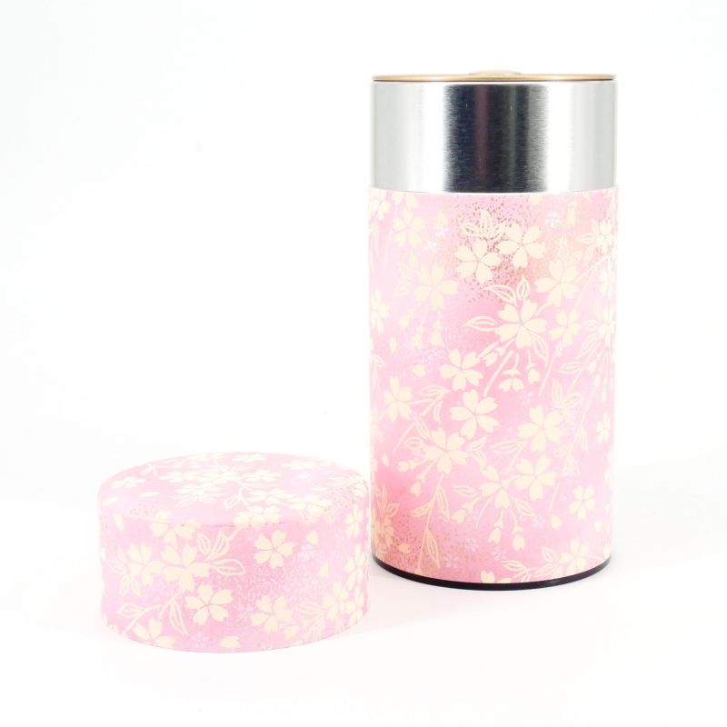 Pink Japanese tea box in washi paper - PINKU - 200gr