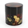 Japanese black tea caddy in resin with gourds pattern - ROKUHYOTAN - 150g