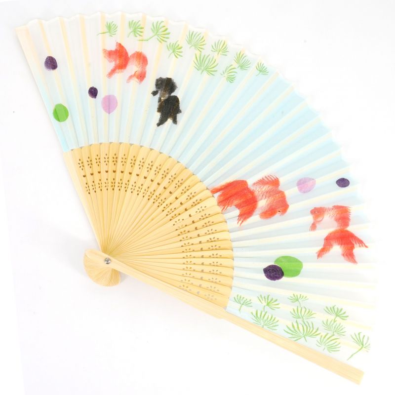 Japanese fan in Silk and Bamboo, KOI
