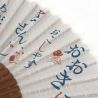 Abanico japonés gris de algodón, ramio y bambú - KANJI - 21cm