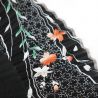 Abanico japonés negro de seda plástica y bambú con dibujo de flor de cerezo - SAKURA - 19.5cm