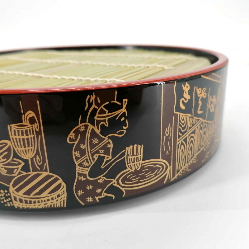 Runde lackierte Platte mit Bambusstütze - ZARU SOBA