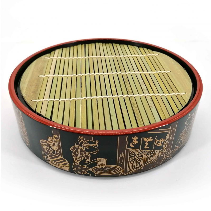 Plato redondo lacado con soporte de bambú - ZARU SOBA