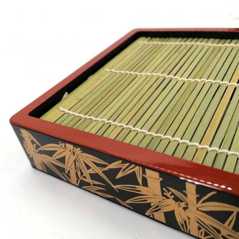 Piatto quadrato laccato con supporto in bambù - ZARU SOBA