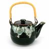 Japanese enamelled ceramic teapot with removable filter, black edge infused paint - CHUNYU