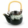 Japanese enamelled ceramic teapot with removable filter, black edge infused paint - CHUNYU