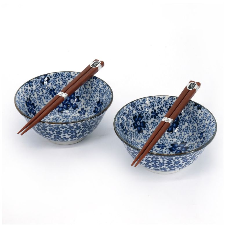 Set de 2 bols japonais en céramique - AO SAKURA PATTA