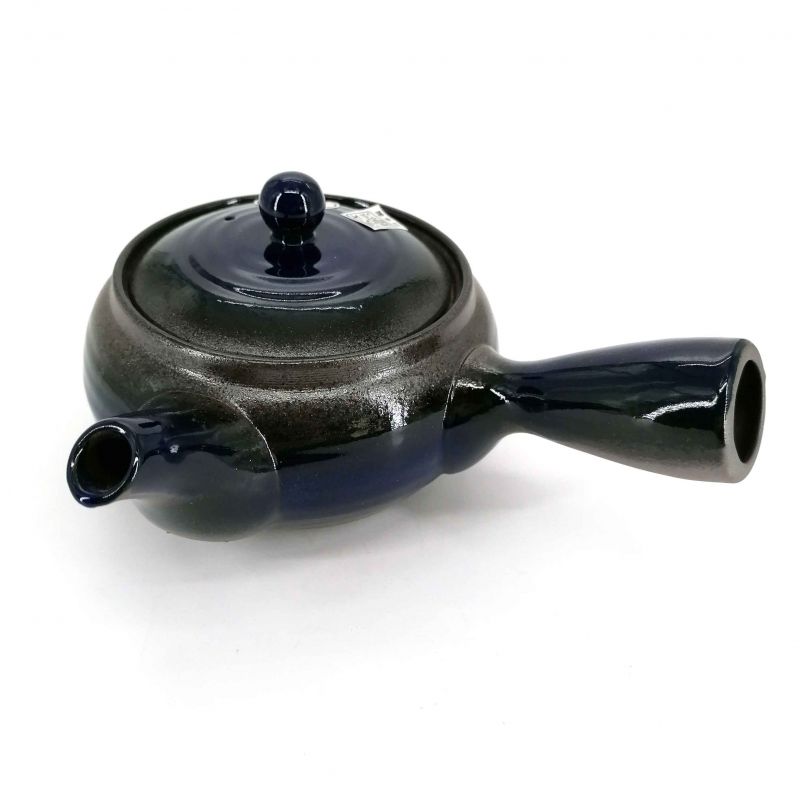 Tetera japonesa kyusu de cerámica marrón y azul - BURUENAMERU